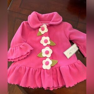 WIDGEON Hot Pink Floral Ruffle Jacket Coat White Flowers Swing Coat